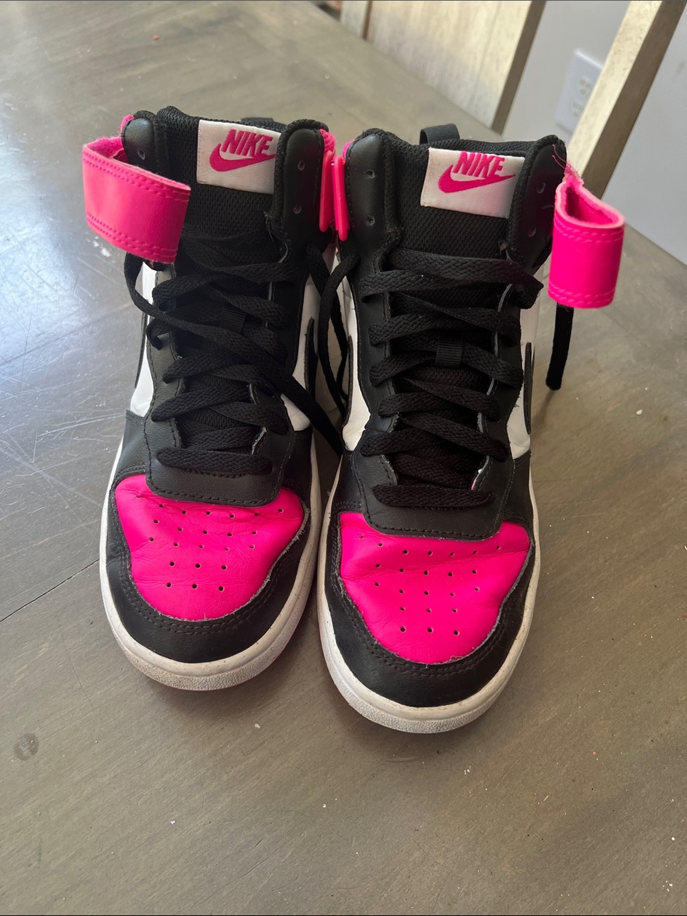 Nike Black, White & Hot Pink High-Top Sneakers